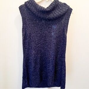 Chico's Sleeveless Cowl Neck Sweater Size 2 Large Knit Acrylic Blue